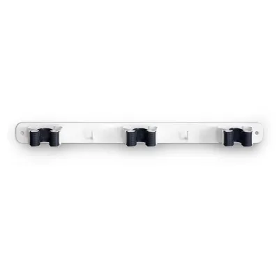Colgador de escobas triple, blanco, 37 x 3,2 x 4,8 cm