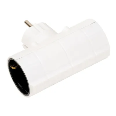Adaptador doble lateral schuko 2p+t 16a 250v~, blanco