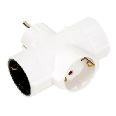 Adaptador triple lateral schuko 2p+t 16a 250v~, blanco