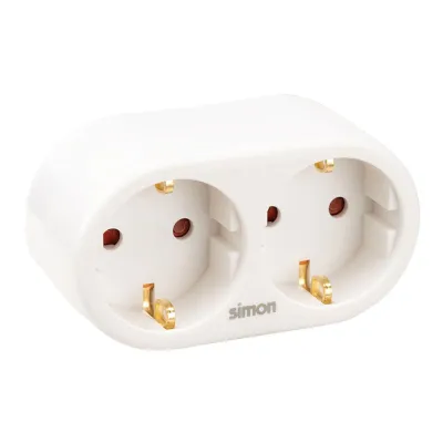 Adaptador doble frontal schuko 2p+t 16a 250v~, blanco