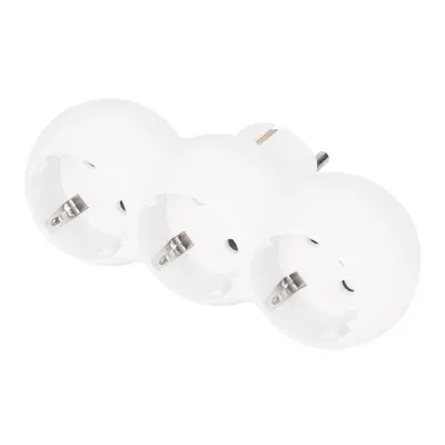 Adaptador triple frontal schuko 2p+t 16a 250v~, blanco