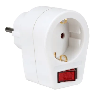 Adaptador schuko 2p+t 16a 250v~, con interruptor, blanco