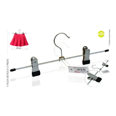 Percha metálica con pinzas 30 cm