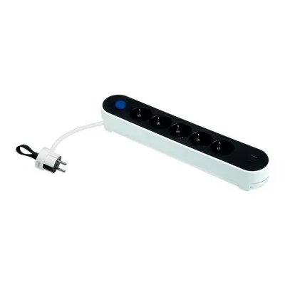 Base múltiple, 5 tomas, schuko 2p+t, 2 usb a/c, 16 a 250 v~, 1,4m cable, c/interruptor pie, bicolor, blister