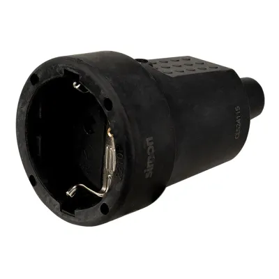 Base aérea goma schuko 2p+t 16a 250v~, negra