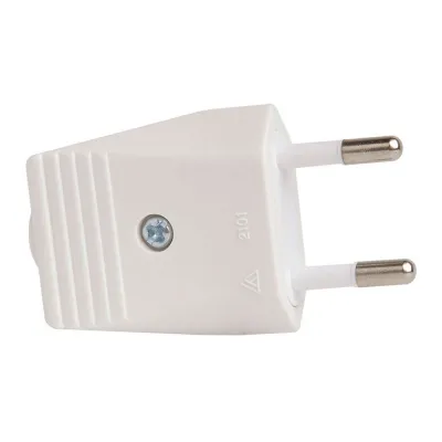 Clavija 2p europlug sin tierra 10a 250v, salida recta, blanca