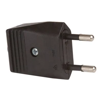 Clavija 2p europlug sin tierra 10a 250v, salida recta, negra