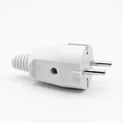 Clavija 2p+t schuko 16a 250v~, salida recta, blanca