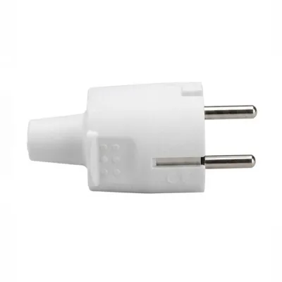 Clavija de goma, schuko 2p+t, 16a 250v~, salida recta, blanca