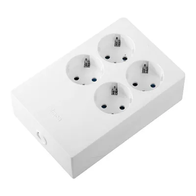 Base múltiple 4 tomas, schuko 2p+t, 16a 250v~, multifix, blanca, blister