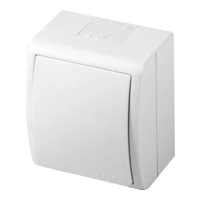 Conmutador superficie, 10ax 250v~, ip54, serie aquarius, blanco, blister