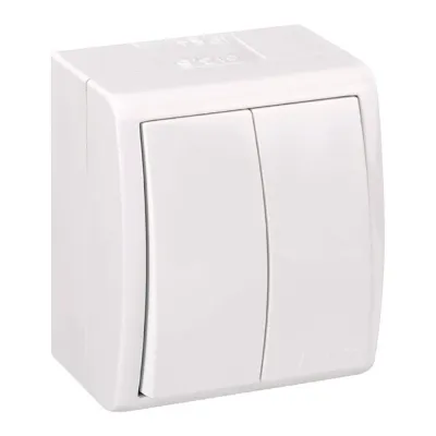 Conmutador doble, superficie, 10ax 250 v~, ip54, serie aquarius, blanco, blister