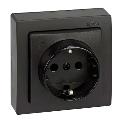 Base superficie, schuko 2p+t 16a 250v~, ip20, serie simon73 loft, grafito, retractilada