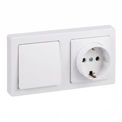 Base superficie, schuko 2p+t + conmutador 16a 250v~, ip20, serie simon73 loft, blanco, retractilada