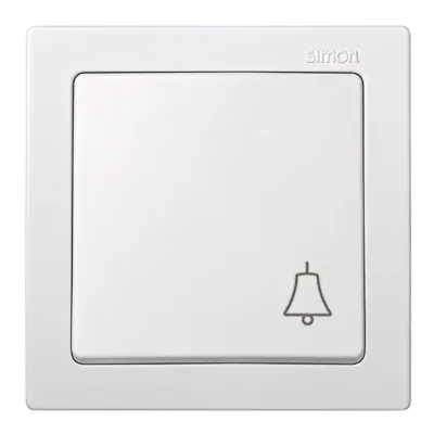 Pulsador superfice, 10ax 250v~, ip20, serie simon73 loft, campana grabada, blanco, retractilado