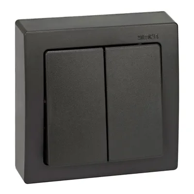 Interruptor doble, superficie, 10ax 250v~, ip20, serie simon73 loft, grafito, retractilado