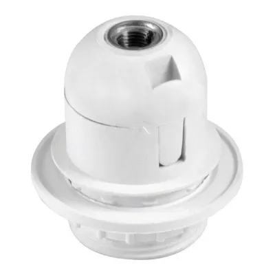 Portalámparas termoplástico, cuerpo roscado, e-27, blanco