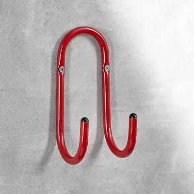 Gancho doble forrado con tubo rojo, ø 10 mm, 80 x 80 x 160 mm