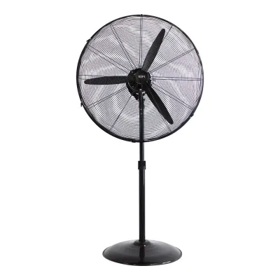 Ventilador de pie industrial base circular, oscilante, negro, potencia 180 w, 64,9 db, aspas ø60 cm, altura regulable 117-15 ...