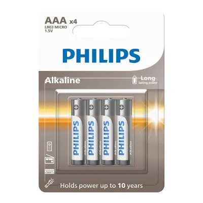 Pila alcalina aaa, lr03, 1,5 v, ø10,5 x 44,5 mm, 4 uds, blíster