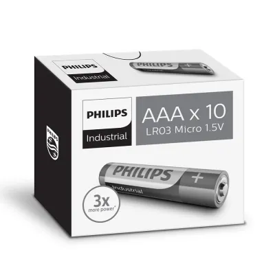 Pila alcalina industrial aaa, lr03, 1,5 v, ø10,5 x 44,5 mm, 10 uds, caja