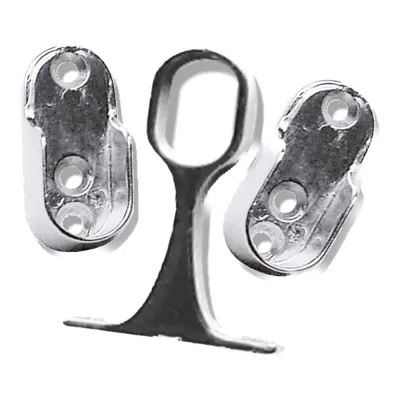 Soporte para tubo armario oval, lateral y central, modelo sta06 y sta08, de zamak con acabado en aluminio, 44 x 15 x 10 mm,  ...
