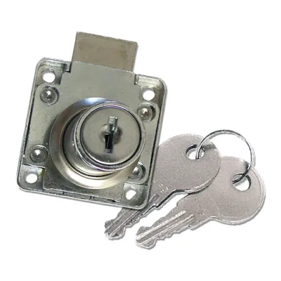 Cerradura mueble, modelo cm01, de zamak con acabado cromo brillo, 40 x 39 x 32 mm, blister