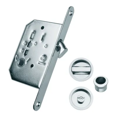 Cerradura embutir para puerta corredera, modelo pcr03, de acero con acabado niquel satinado, 160 x 70 x 16 mm