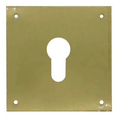 Placa bocallave, pera, modelo plp13, de latón con acabado latón satinado, 80 x 80 mm