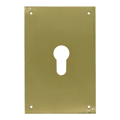 Placa bocallave, pera, modelo plp13, de latón con acabado latón satinado, 80 x 120 mm