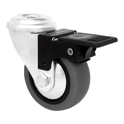 Rueda mobiliario emily, con freno, goma gris, agujero pasante ø8 mm, ø40 mm