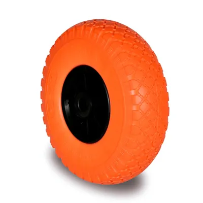 Rueda impinchable, banda de rodadura de poliuretano expandido, naranja, carga máxima 60 kg, ø260 mm