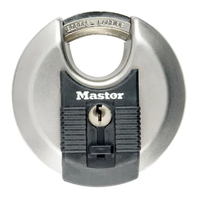 Candado redondo, excell, acero inoxidable, ø70 mm, de alta seguridad con 4 llaves, blister