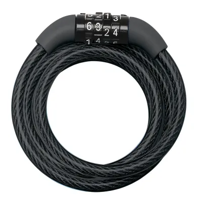 Cable enrollable con combinación de 4 cifras, bike security, ø0,8 x 120 cm, blister