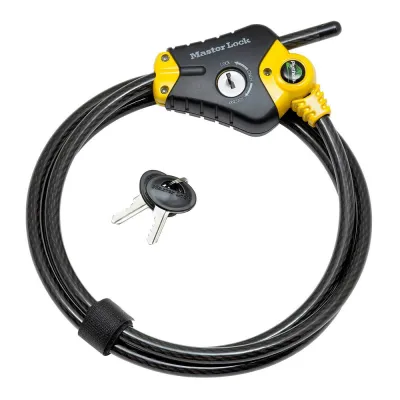 Cable de acero trenzado, python, ajustable, con llave, ø1 x 180 cm, blister