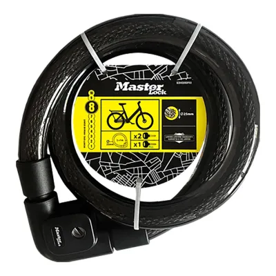 Cable de acero trenzado con cubierta de pvc, con llave, ø2,5 x 100 cm, blister