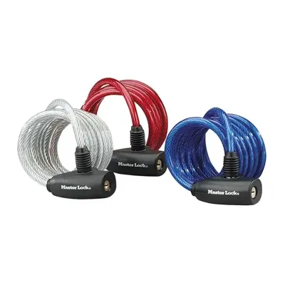 Cable enrollable con llave, bike security, colores surtidos, ø0,8 x 180 cm, blister