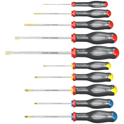 Destornilladores protwist® planos, phillips® y pozidriv®, juego 10 piezas