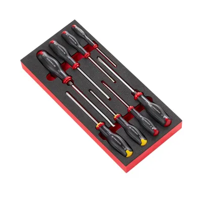 Destornilladores protwist® planos y phillips®, juego de 8 piezas en módulo de espuma
