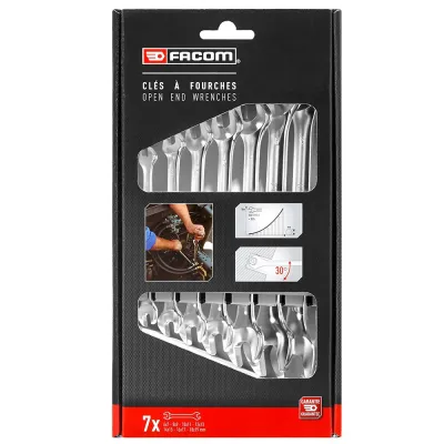 Llave fija doble, juego 7 piezas
