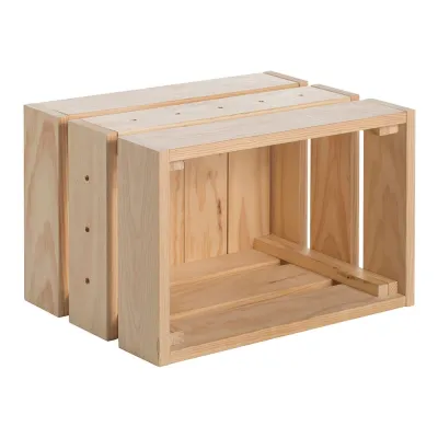 Caja de pino macizo sin barniz, 46 x 31 x 24,5 cm