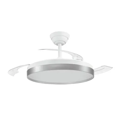 Ventilador de techo con aspas retráctiles 3cct, dc 30w + 48w, plateado, ø106 cm