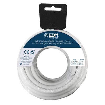 Carrete cable paralelo 2x0,50mm blanco 25m (audio)