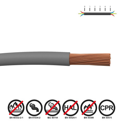 Cablecillo h07z1-k 1,50 mm² gris euro/m