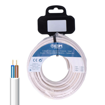 Carrete manguera tubular h05vv-f 2 x 0,75 mm² blanca, 5 m