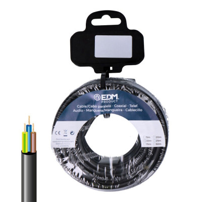 Carrete manguera tubular h05vv-f 3 g 1,00 mm² negra, 25 m