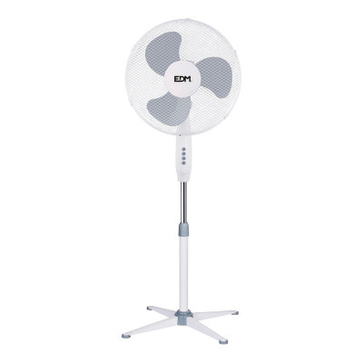 Ventilador de pie, blanco, potencia 45 w, db 60, aspas ø40 cm, altura regulable 105-125 cm