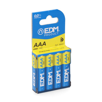 Pila alkalina power life aaa - lr03 1,5v ø10,5 x 44,5 mm, blister 4 uds